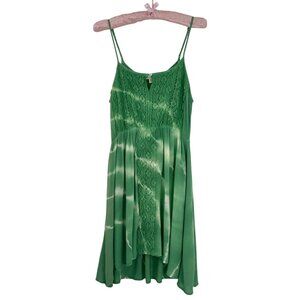 NWOT Green Crochet Tie Dye Mini Slip Dress S | Boho Grunge Fairycore Whimsigoth